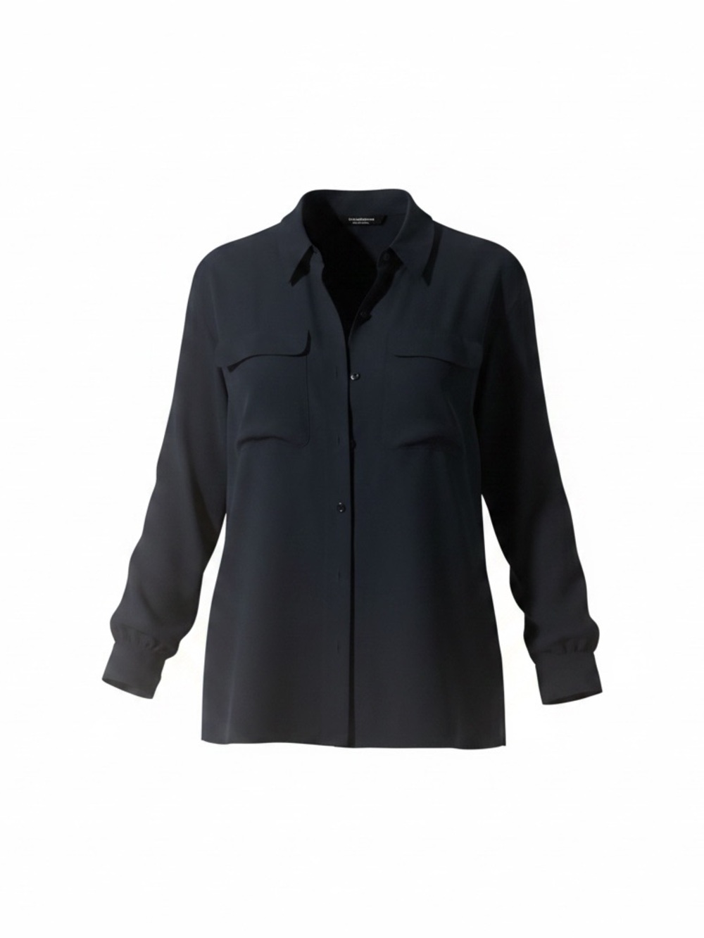 Claiborne Blue Long-Sleeve Button-Front Shirt 100% silk